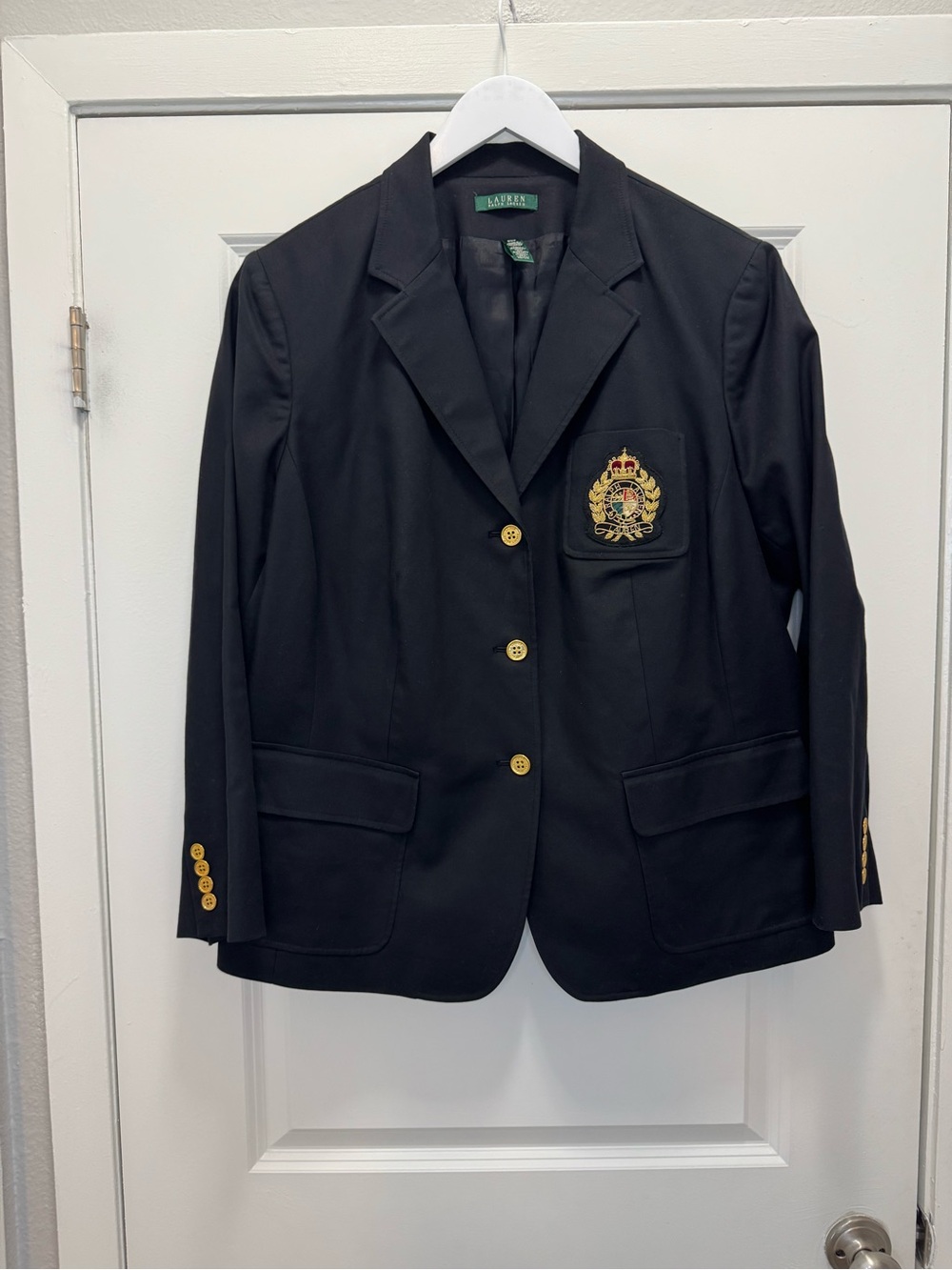 Lauren Ralph Lauren Crest Blazer Navy Blue Gold Buttons.
